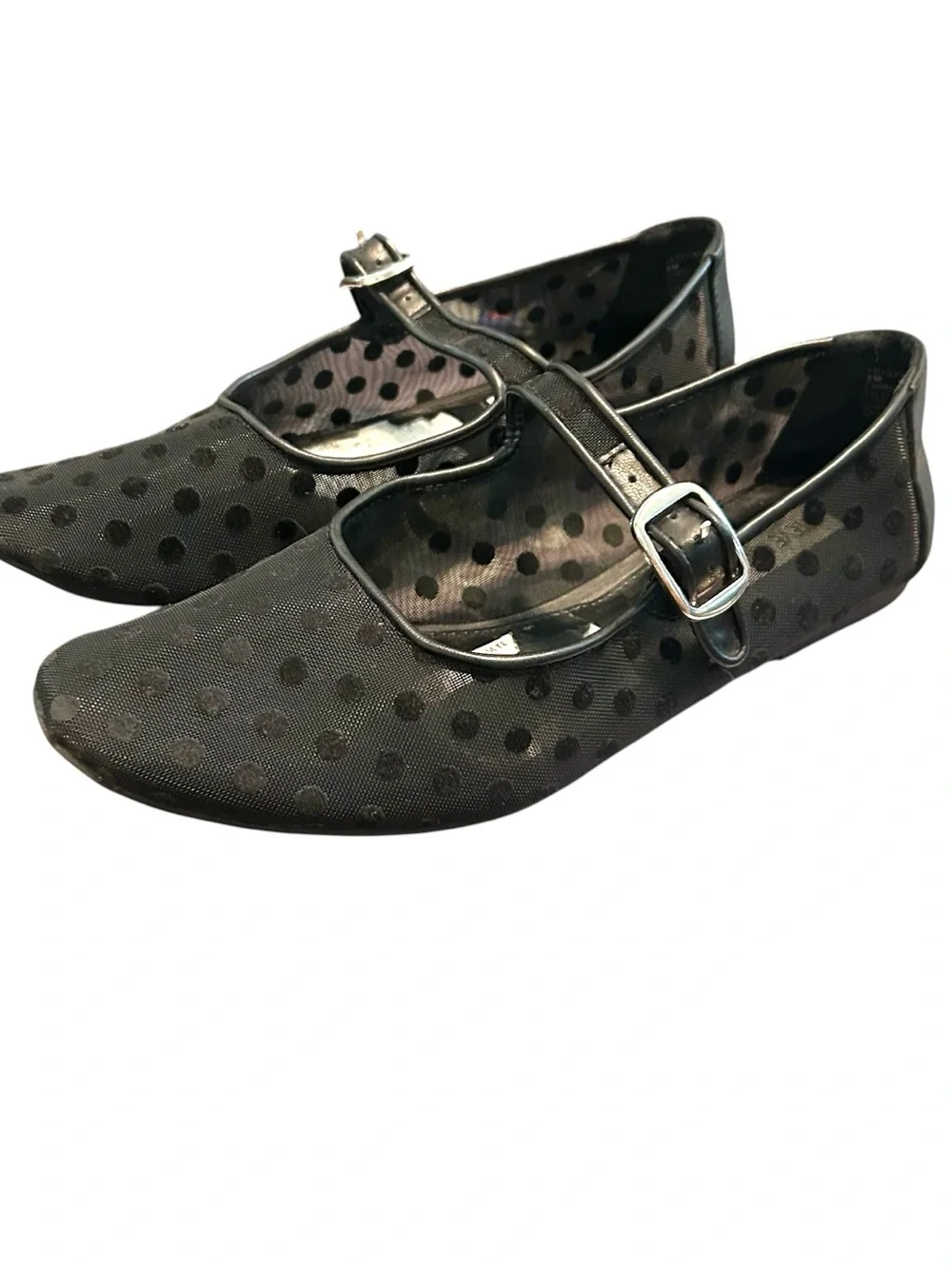 Steve Madden 8 Polka dot mesh Artsy Mary Jane Flat trendy ballet shoe